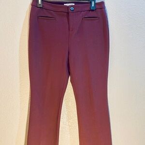 Coldwater Creek Women's Sz P6 Ponte straight leg pants Natural fit Burgundy